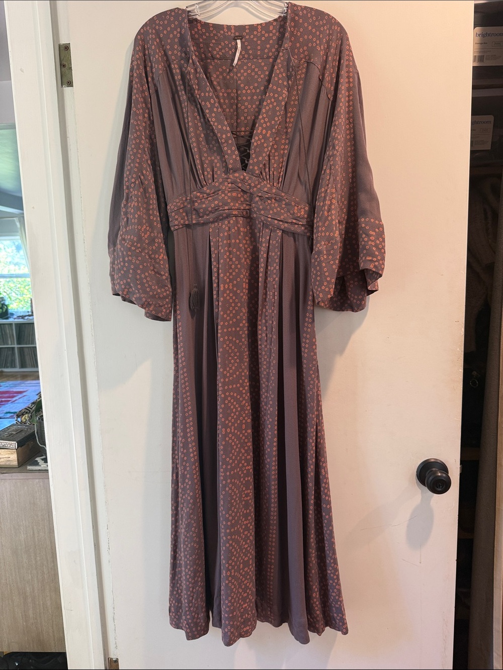 Free People Dusty Mauve Floral V-Neck Maxi Dress